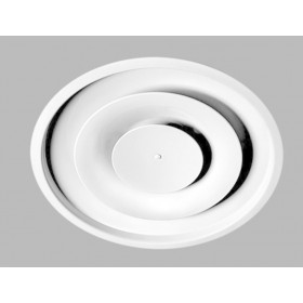 Difusor circular de conos regulables con regulación y puente de montaje MADEL DCG+R3G+PMG Ø355 lacado blanco