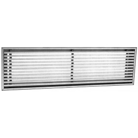 Rejilla lineal con marco de 24mm para impulsion o retorno y aletas fijas MADEL LMT 1000x400mm acabado anodizado plata mate
