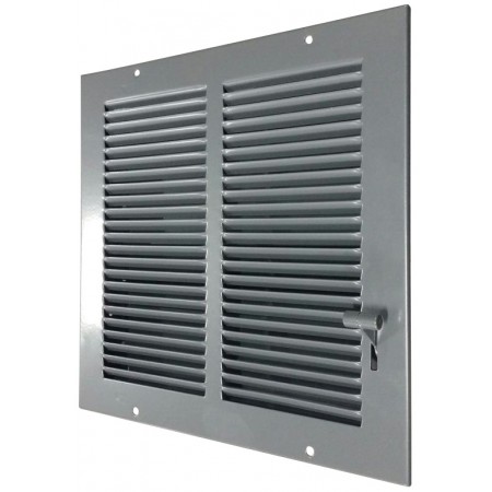 Reja estampada en acero galvanizado para impulsion con regulador de caudal MADEL CRG-CCV 200x200mm lacada gris