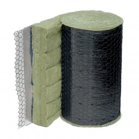 Manta lana de vidrio ISOVER U PROTECT WIRED MAT 4.0 A1 una cara aluminio negro 2.5x0.6m espesor 120mm
