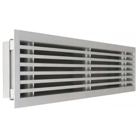 Rejilla lineal marco de 15mm doble deflexión para impulsión o retorno y aletas fijas MADEL LMT MISS DD 700x125mm acabado anodiza