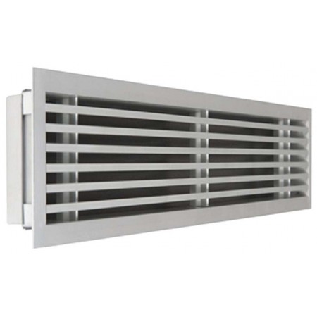 Rejilla lineal marco de 15mm doble deflexión para impulsión o retorno y aletas fijas MADEL LMT MISS DD 700x125mm acabado anodiza