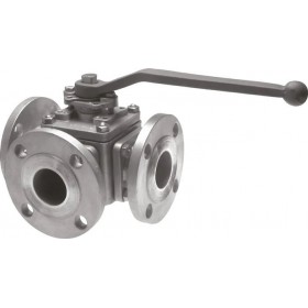 Válvula esfera para gas alfa-103 3 vias PN-16/40 DN40 palanca bola para gas tipo l  corpo astm a216 wcb. sfera AISI  304. stelo 