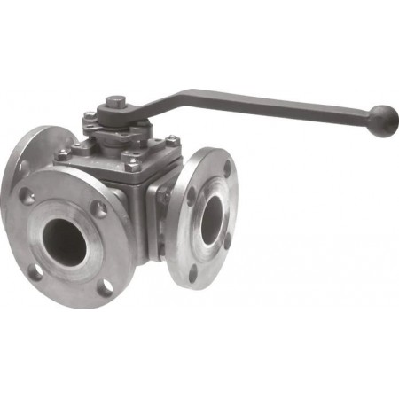 Válvula esfera para gas alfa-103 3 vias PN-16/40 DN40 palanca bola para gas tipo l  corpo astm a216 wcb. sfera AISI  304. stelo 