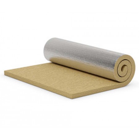 M2 rollo lana roca FIELTRO 133ESC revestido aluminio 40kg/m3 6x1m espesor 40mm