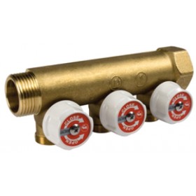 Colector Giacomini componible 1"x16 4 circuitos con valvula para adaptador base 16 R585C