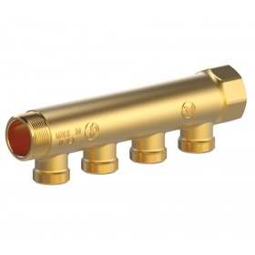 Colector Giacomini simple componible 3/4" 4 circuitos para adaptador 16 mm   R580C