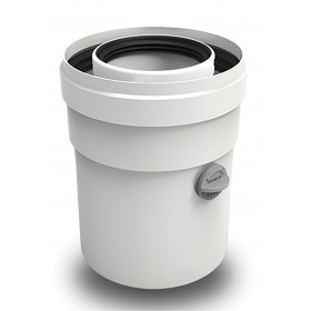 Manguito con recogida de condensados Ø60/100mm Macho-Hembra PP/acero lacado blanco chimenea FIG