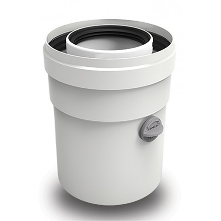 Manguito con recogida de condensados Ø60/100mm Macho-Hembra PP/acero lacado blanco chimenea FIG