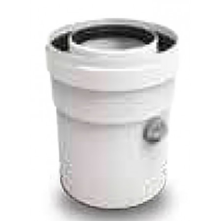 Manguito con recogida de condensados Ø80/125mm Macho-Hembra PP/acero lacado blanco chimenea FIG