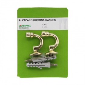 ALZAPAÑOS GANCHO ORO CORTINA BL-2 BLISTER 2