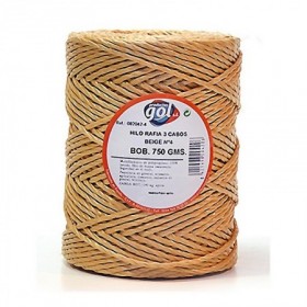 CUERDA RAFIA 3 CABOS N4 FINA BEIG 750GR ROLLO