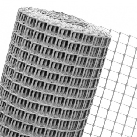 MALLA PLAST. GRIS 11x9mm CUADRADO 25MT ROLLO