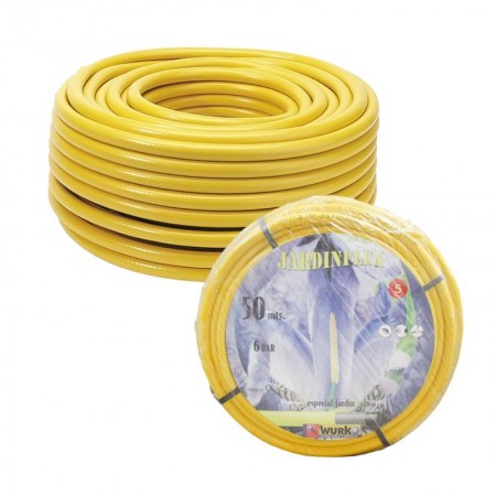 MANGUERA AMARILLA 15 MM C/MALLA 8 BAR ROLLO 50 M