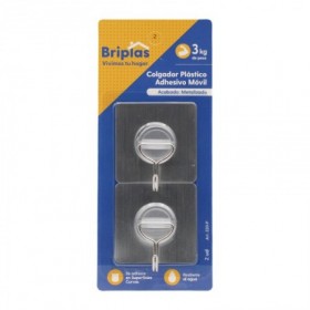 *COLGADOR PLASTICO ADH. MOVIL. 2 UD METALIZADO BLISTER 2