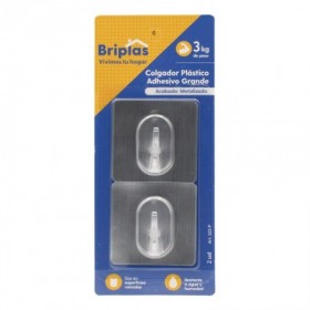 *COLGADOR PLASTICO ADH. GRANDE 2 UD METALIZADO BLISTER 2