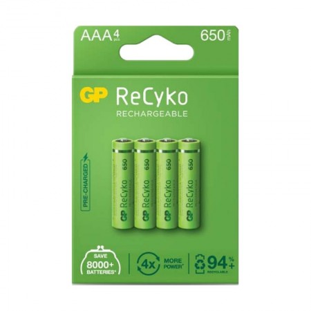 PILAS RECARGABLES RECYKO R03 650AAA BLISTER 4