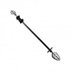 BARRA CORTINA METAL PLATA-NEGRO 120-210 CM