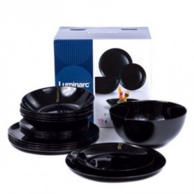 *VAJILLA DIWALI BLACK NEGRA 19 PIEZAS