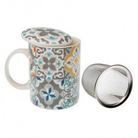 TAZA MUG PORCELANA  TAPA  FILTRO ALFAMA