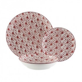 VAJILLA PORCELANA ROMBO ROSE 18 PIEZAS