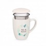 *TAZA MUG PORCELANA  FILTRO  TAPA TEA 340 ML