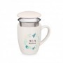 *TAZA MUG PORCELANA  FILTRO  TAPA TEA 340 ML