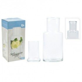 BOTELLA 1,5 L 23x10,5 CM  VASO VIDRIO 11x7 CM 250 ML