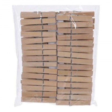 PINZAS ROPA MADERA 10 CM 48 PIEZAS BLISTER 48
