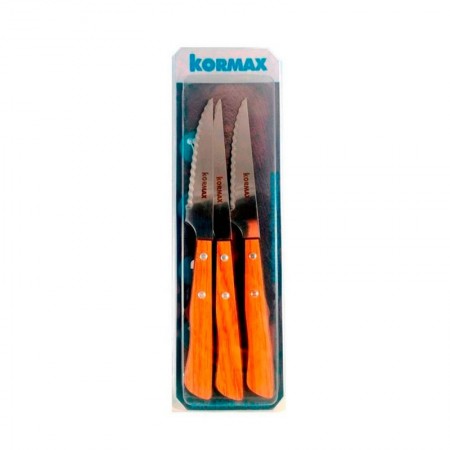 CUCHILLOS CHULETEROS HPL ROBLE PACK 3