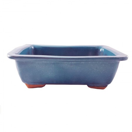 *MACETA BONSAI CERAMICA AZUL BRILLO N2 22x15 CM