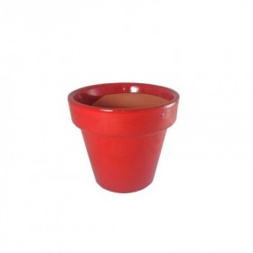 *MACETA CERAMICA COLOR ROJO 16x15 CM