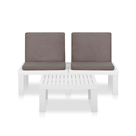 TRESILLO MACARENA  COJINES BLANCO CONJUNTO