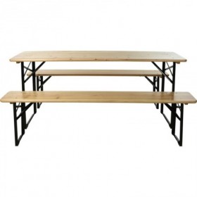 MESA  2 BANCOS PLEGABLES MADERA