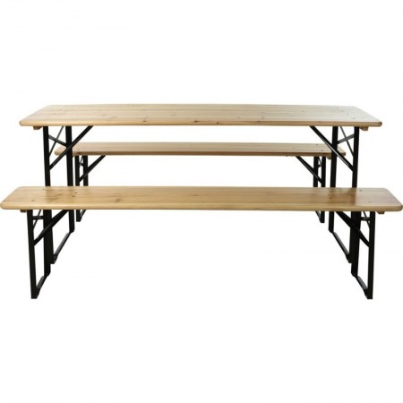 MESA  2 BANCOS PLEGABLES MADERA