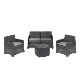 TRESILLO COMO 4 PIEZAS  4 COJINES ANTRACITA CONJUNTO