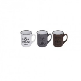 TAZAS MUGS COFFEE TIME 180 ML  SET 3