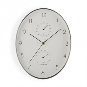 RELOJ ALUMINIO  TERMOMETRO  HIGROMETRO 30 CM