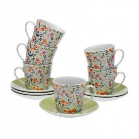 *TAZAS CAFE  PLATO FLOWERS JUEGO 6