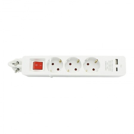BASE MULTIPLE 3T CON USBAC 3680W BLANCO