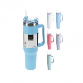 TERMO MUG INOXIDABLE  PAJITA COLORES SURTIDO