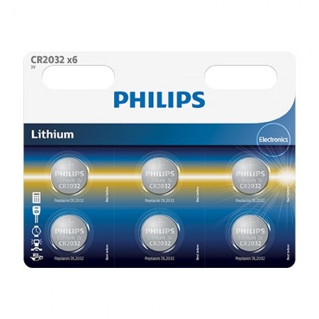 PILA LITIO BOTON 3V 210MAH 6UDS. PHILIPS