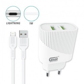 CARGADOR 2XUSB 2.4A LIGHTNING PVC 1M