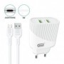 CARGADOR 2XUSB 2.4A LIGHTNING PVC 1M