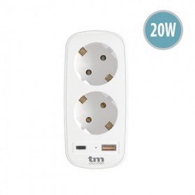 CARGADOR 2 SCHUKO MAS USB AC PD 20W TME