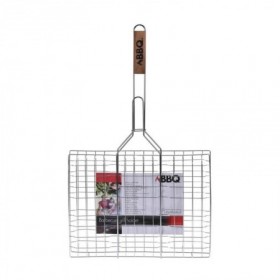 PARRILLA DOBLE MANGO MADERA 40x30 CM