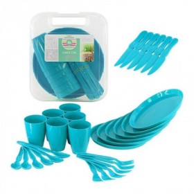 CUBIERTOS  PLATOS  VASOS CAMPING 31 PIEZAS SET