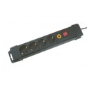 ▷ Base 4 Tomas.Con Protección Sobrecargas.Negra. | Ferreidea
