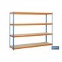 Estantería de acero de media carga | Color azul y naranja | Con 4 baldas de madera | Disponible en diferentes medidas