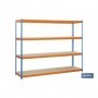 Estantería de acero de media carga | Color azul y naranja | Con 4 baldas de madera | Disponible en diferentes medidas